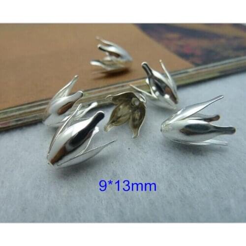 Silver cone bead caps jewelry ends metal findings 13*9mm no lead no nickel 100 PCs