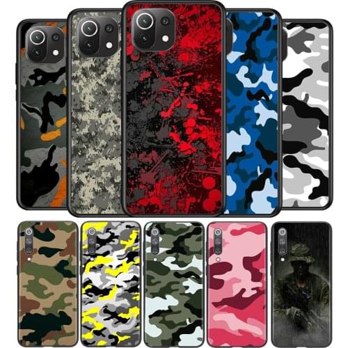 Camouflage Pattern Camo Silicone Cover For Xiaomi Mi Note 11 11T 11i 10i 10T 10 9 9T 9 SE Lite Pro Ultra Phone Case