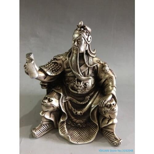 Cobre blanco, chapado en plata, artículos de cobre, geomancia, ornamento, dios de la riqueza, Buda