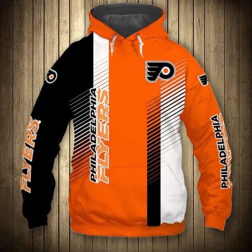 Black orange stitching cartoon bird print sweatshirt Philadelphia mens casual Flyers hoodie