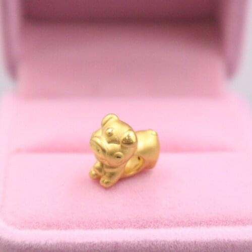 Fine Pure 999 24K Yellow Gold Bead 3D Pig DIY Pendant Men Women Lucky Gift 1.2g / 12*8mm