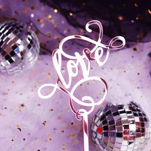 Rose gold love Cake Topper wedding Party Acrylic Cake flag Hen Party Dessert Decoration Wedding Confession Cake Topper Supplies
