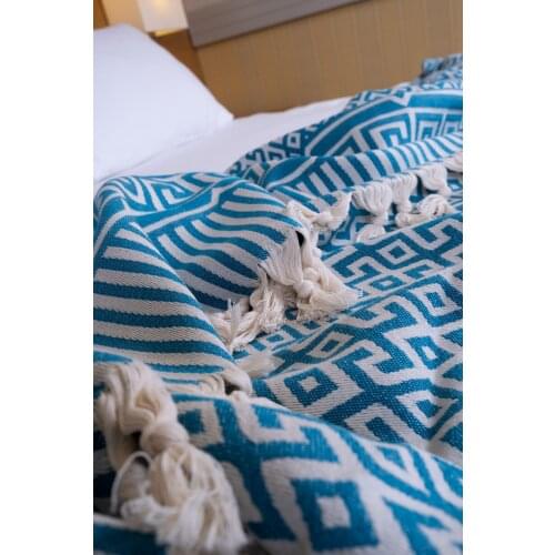 Turkish %100 Cotton Blanket, Double Side Luxury Blanket Greek Model