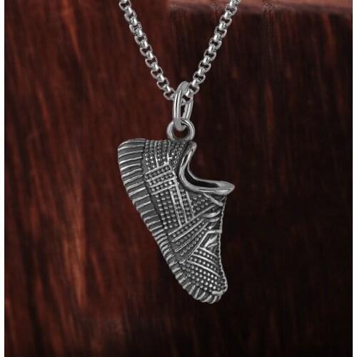 Unique Sport Shoes Pendant Necklace Men Woment Stainless Steel Shoes Necklace Punk Biker Jewelry Running Gift for Sports Lover