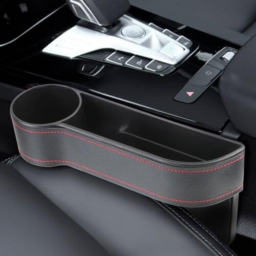 Car Seat Gap Storage Box Car Organizer Leather Seat Gap Slit Box With Charging Hole Universal Phone Bottle Keys Card Holder Box