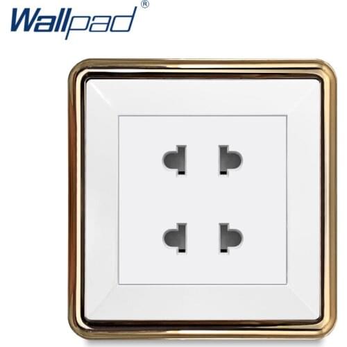 Wallpad 4 Pin Socket Wall Electrical Power Socket Outlet Gold Panel 110-250V 16A