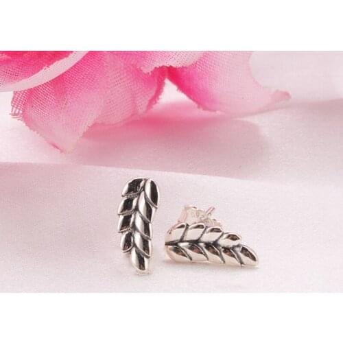 Bewill Original 925 Sterling Silver Curved Grains Ear Of Wheat Studs Earring For Women Wedding Gift Europe Fashion Jewelry