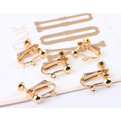 10pcs Diy Accessories Copper Screw Ear Clip Gold Plating Color Wholesale Metal Round Head without Ear Hole Pure 16mm 0cm Genuine