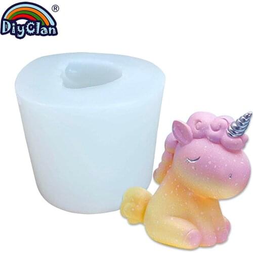 3D Unicorn Candle Mold DIY Candle Plaster Aromatherapy Soap Making Silicone Molds Chocolate Dessert Cake Decorating Tools