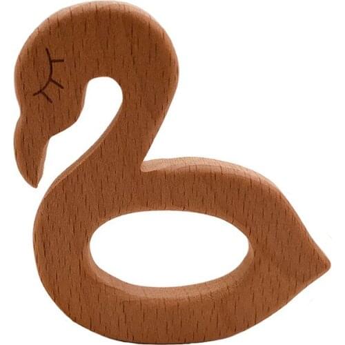 5pcs DIY Accessories Animal Swan Molar Stick Baby Teether Toy Beech Wood Gritted Teeth Cartoon Shape Material Feature Age Range