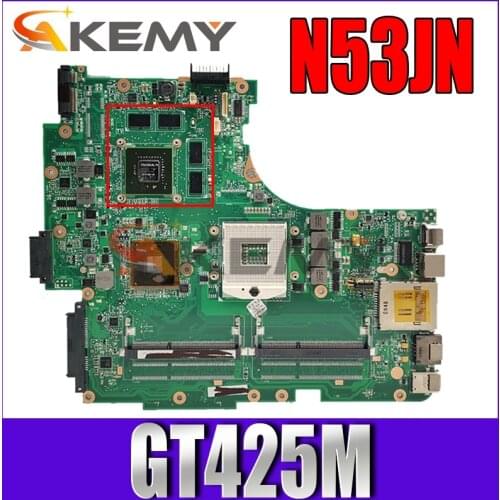 Akemy N53JF mainboard For Asus N53J N53JN N53JG N53JF N53JL laptop motherboard Test work 100% original W/ GT425M