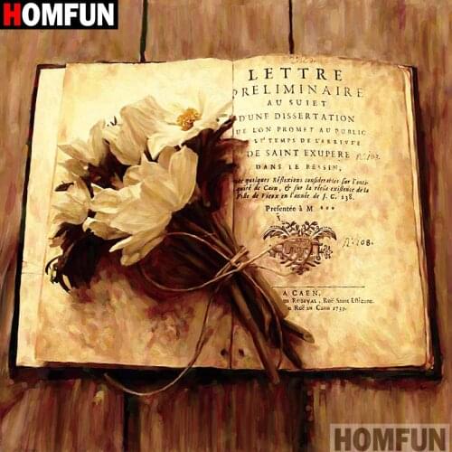 HOMFUN Full diamond Painting "Flower book" Resin Drill Embroidery 5D Diy Diamond Painting Handmade Cross Stitch gift A17238