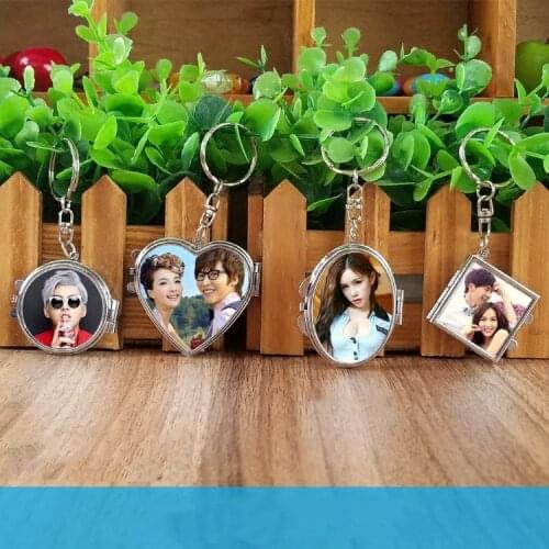 FREE SHIPPING 20pcs/lot Sublimation Blank Metal Makeup Mirror key chain Keyring DIY gift Both sides Print