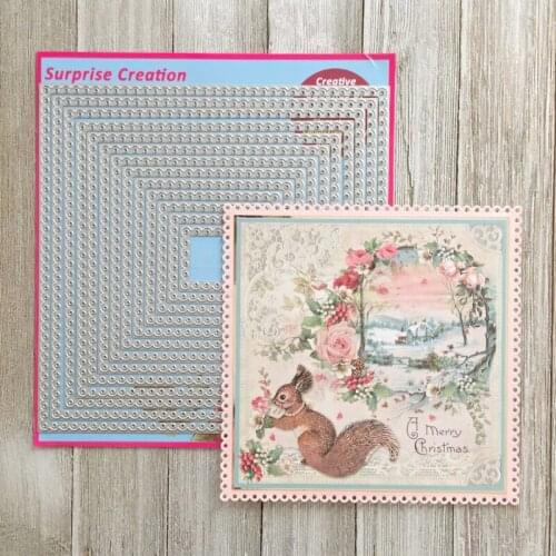 Large Cutting Dies Scalloped Dotted Square Scrapbook Cardmaking DIY Paper Craft Metal Stencil