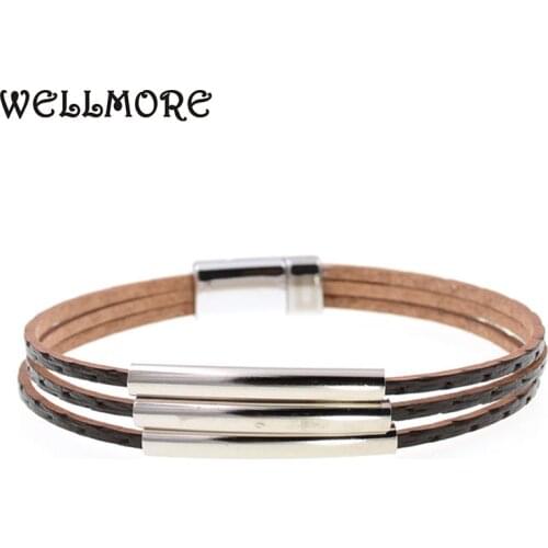 WELLMORE women bracelets Leather bracelets white copper pipe charm bracelets for women fashion jewelry drop shipping