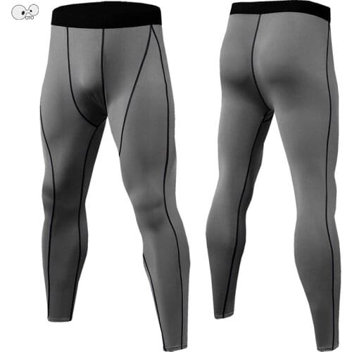 Quick Dry Ankle Length High Elastic Mens Running Tights Compression Sports Leggings Jogging Pants Gym Fitness Training Trousers