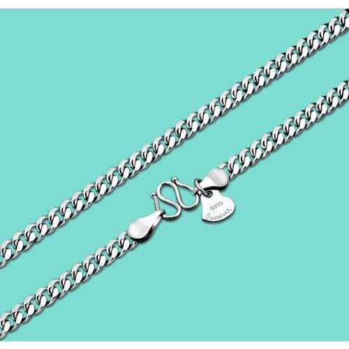 Original 925 Sterling Silver Necklace for New Fashion Men-Charm Jewelry 4MM Horsewhip Chain Necklace-Body Accessories Gift