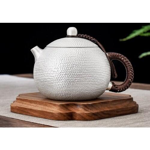 S999 Sterling Silver Teapot Handmade Tea Pot From a Whole Silver Plate Kettle Teaware