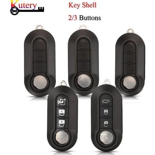 Kutery 10pcs/Lot Folding Car Key Shell For Fiat 500 Punto Ducato Stilo Panda 2/3Buttons Remote Car Key Case Cover Replacement