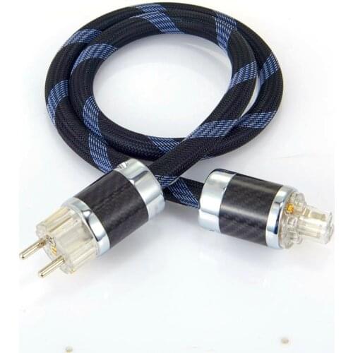 D5031 High quality Silver Plated OFC hifi power cable Carbon fiber Rhodium plated EU power plug Power cord Power line CD