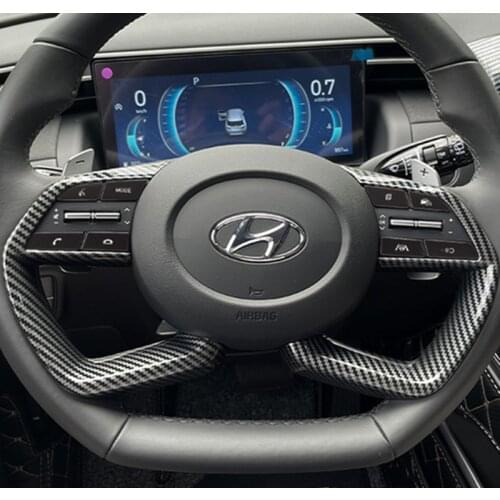 For Hyundai Tucson NX4 2021 2022 Car Interior Steering Wheel Sequins Carbon Fiber ABS Protect Stickers