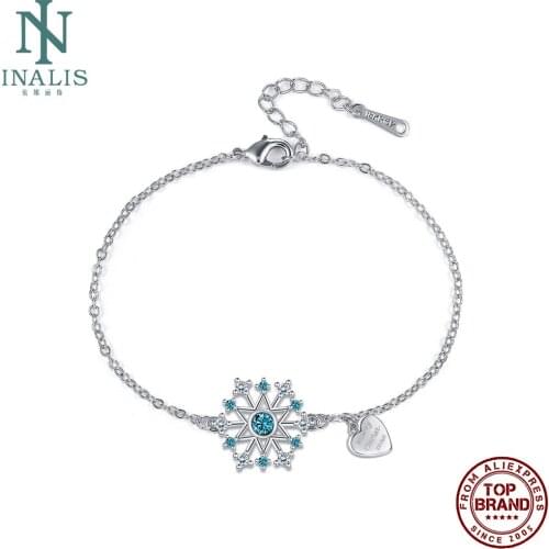 INALIS Classic Vogue Hang Women Snowflake Heart Shape Love Clear Zircon Copper Bracelet Fit Party Fashion Jewelry New Arrival