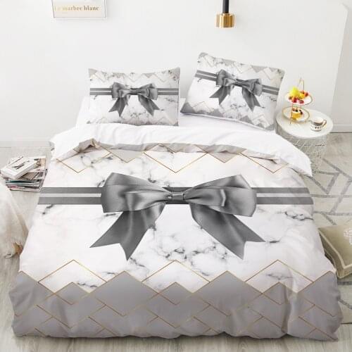 Bedding set King Queen Euro Duvet cover set pillow case Bed linens Quilt cover 220x240 240x260 Bowknot grey