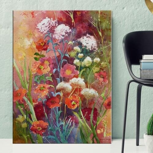 Colorful Flowers Picture Wall Poster Modern Style Canvas Print Painting Art Colorful Flowers Aisle Living Room Unique Decoration