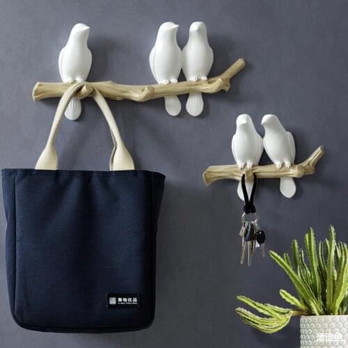 Creative 3D Dove Wall Hook Wall Decoration Bird Resin Figurines hanger key Coat Clothes Towel Hooks Home Accessories Living Room