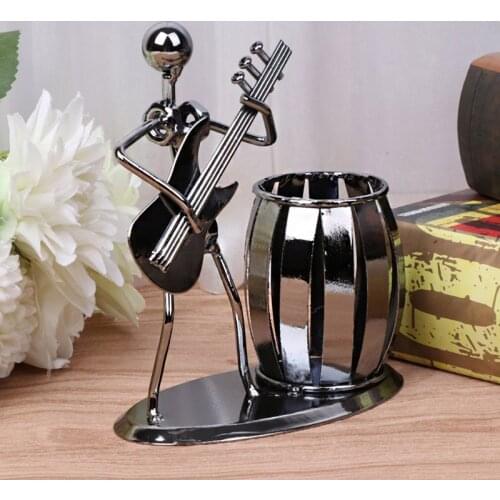 Creative Metal Music Player Musician Pen Pencil Holder Desktop Storage Organizer Brush Pot Ornament Gifts
