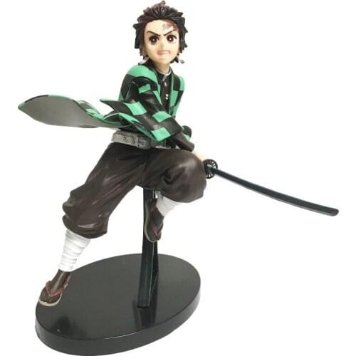 15CM Killing Blade Q Edition Demon Slayer Blade Wielding Knife Water Breath Tanjiro Battle Form Hand-made Beauty Model Gift Hall