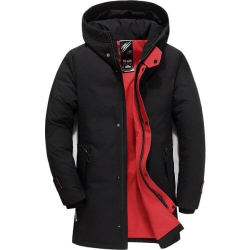 Brand mens winter new down jacket plus size mid-length fashion hooded coat High quality white duck down long coat male 5XL 6XL