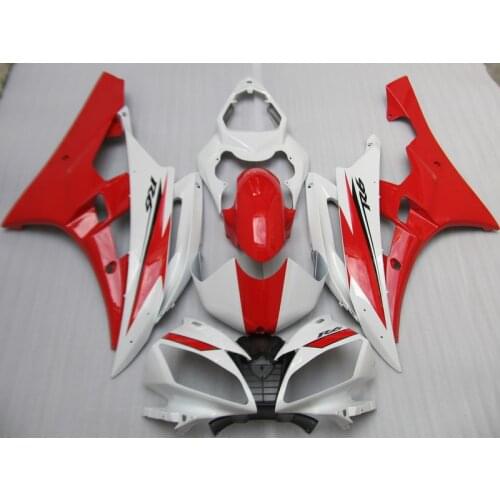 Injection molding free customize fairing kit for Yamaha YZF R6 06 07 red white fairings set YZFR6 2006 2007 FS17