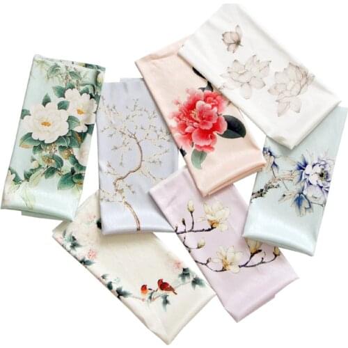 New 40*60cm Imitation Silk Plant Flower Upholstery Cloth For Sewing Diy Bag Craft Material Pattern Fabric Textile Tissu Bag D30