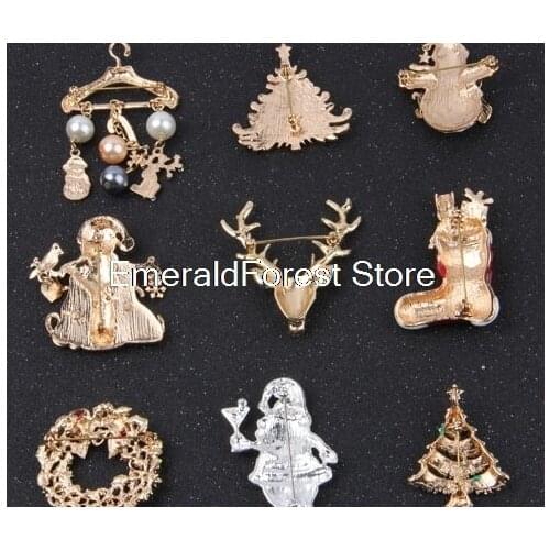 New Christmas combination series brooch tide men and women Christmas tree deer diamond boots small gift hats old man