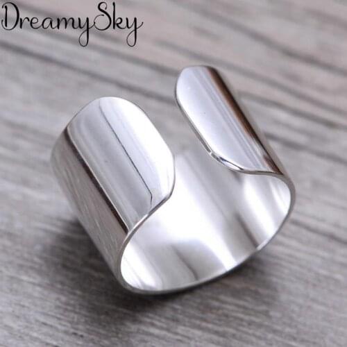 New Trendy Silver Color Large Smooth Rings For Women Engagement Jewelry Girls Gifts Fashion Finger Rings Anillos