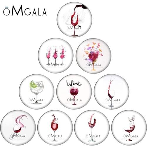 New Beauty Red Wine Cup Patterns mixed 10pcs 12mm/18mm/20mm/25mm Round photo glass cabochon demo flat back Making findings