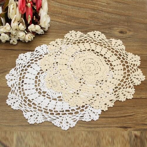 New Handmade Cotton Placemat Cup Coaster Mug Christmas Round Hollow Table Place Mat Lace Crochet Tea Coaster Dining Doily