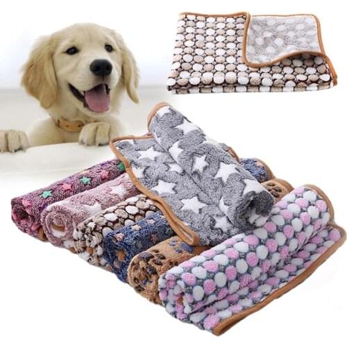 Multi-size Blanket Dog Cat Bed Mat Foot Print Warm Sleeping Mattress Small Medium Dogs Cats Coral Fleece Pet Supplies