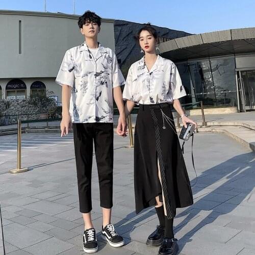 Couples wear Hong Kong style shirts for men and women couples clothes couples clothing