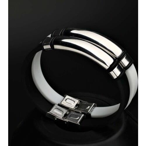 Personalized Couple Bracelet Engraved Name ID Stainless Steel Custom Bracelet Bangles Black White Silicone Wristband Jewelry Men