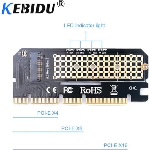 Kebidumei M.2 NVME PCIE to M2 Adapter LED NVME SSD M2 PCIE x16 Expansion Card Computer Adapter Interface M.2 NVMe SSD To PCIE