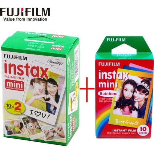 Fujifilm instax mini film 20 sheets white Edge film+10 Sheets Rainbow color mini Film for Instant Camera mini 8 7s 25 50s 90SP1