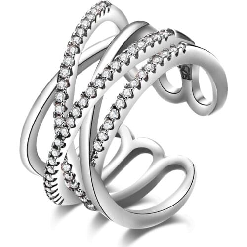 Simple Crystal Ring Geometric Lines Ring Silver plated color Rings For Women Jewelry Anel Anillos Aneis Bague Jewellery Anelli