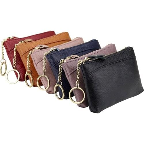 Luxury Short Slim Women Wallets Female Coin Purse Genuine Oil Wax Leather Zipper Mini Walet Lady Money Bag Credit Card Key Ring