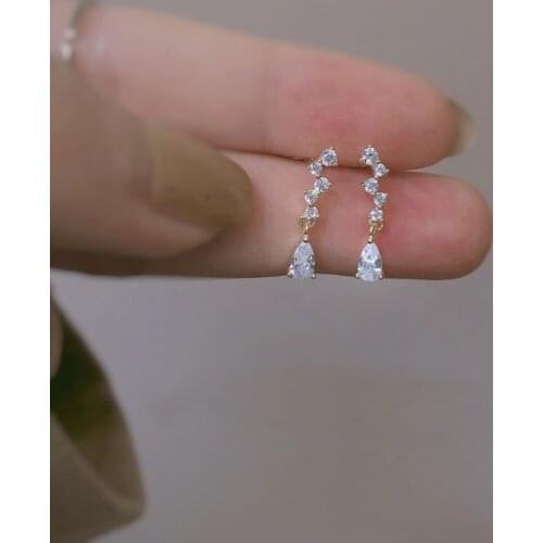 925 Sterling Silver Earrings Exquisite Small Micro Zircon Water Drop Earrings Elegant Graceful Wedding Party Jewelry 2021 New