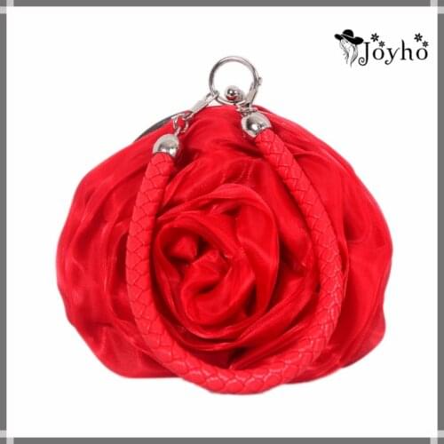 Vintage Ladies Floral Evening Bag Woman Fashion Rose Flower Chain HandBag Bridal Wedding Party Clutch Dinner Small Purse bolso