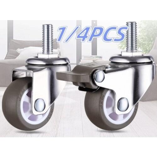 360 Degree Swivel Caster with Stem Rubber Wheel Noiseless Wheel Shopping Cart Trolley Cabinet 1/1.25/1.5/2 Inch 1/4PCS