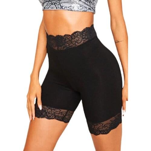 2020 New Womens Fashion Sexy Lace Stitching Large Size Lace Bottoming Shorts Breathable High Waist Safety Pants