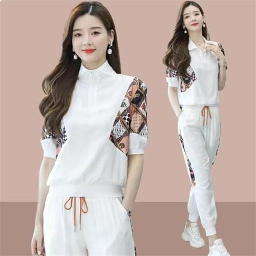 2021 Summer Clothes Women Large Plus Size M-5XL Sports Suit Top And Pant Two Piece SportwearTracksuit Matching Set Run Outfit